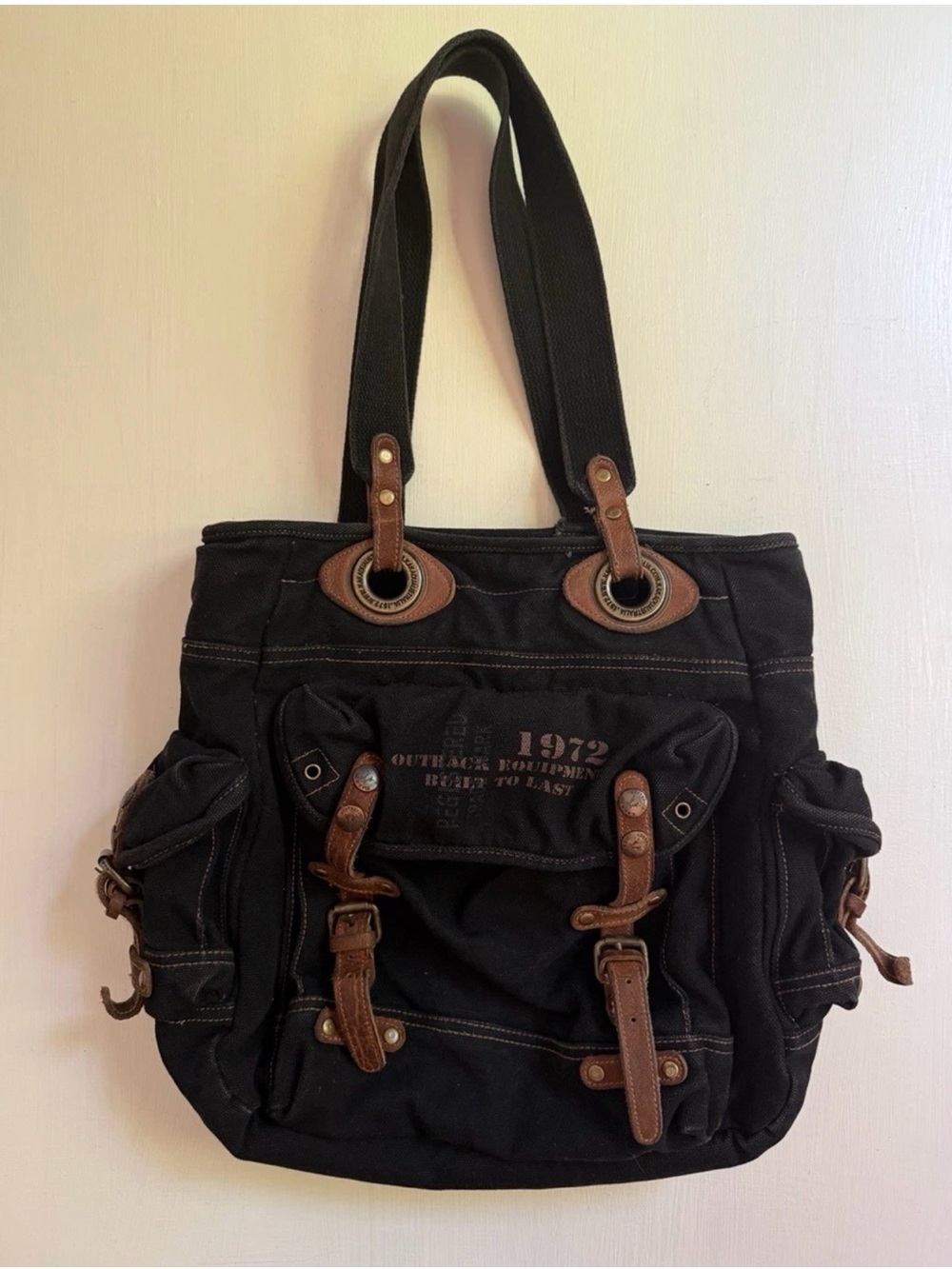 Kakadu Traders Australia Satchel Bag Tote Travel  Canvas & Leather KTA WASHABLE